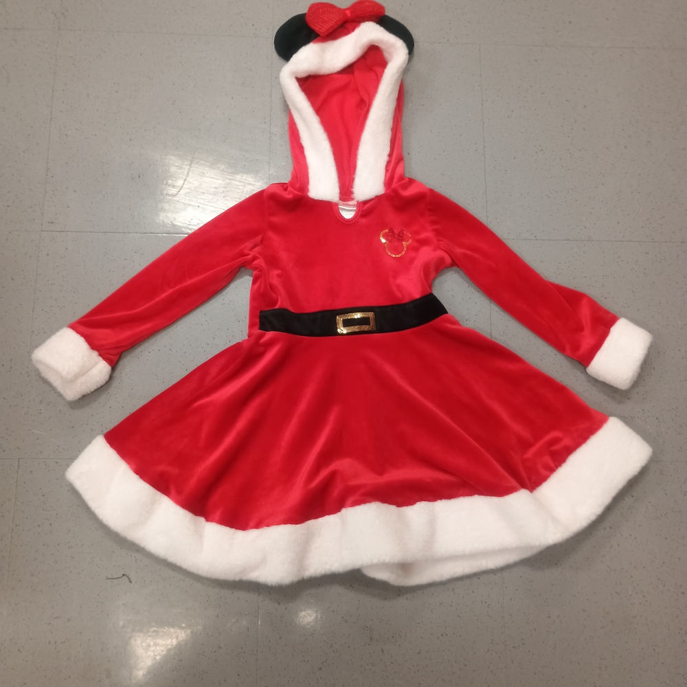 Disney Minnie Mouse Girls' Christmas Santa Dress with hood ears - Picture 3 of 9